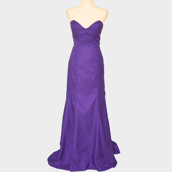 NO BRAND Satin Strapless Lace Up Mermaid Wedding Party Dress Purple Size XS - Picture 1 of 8